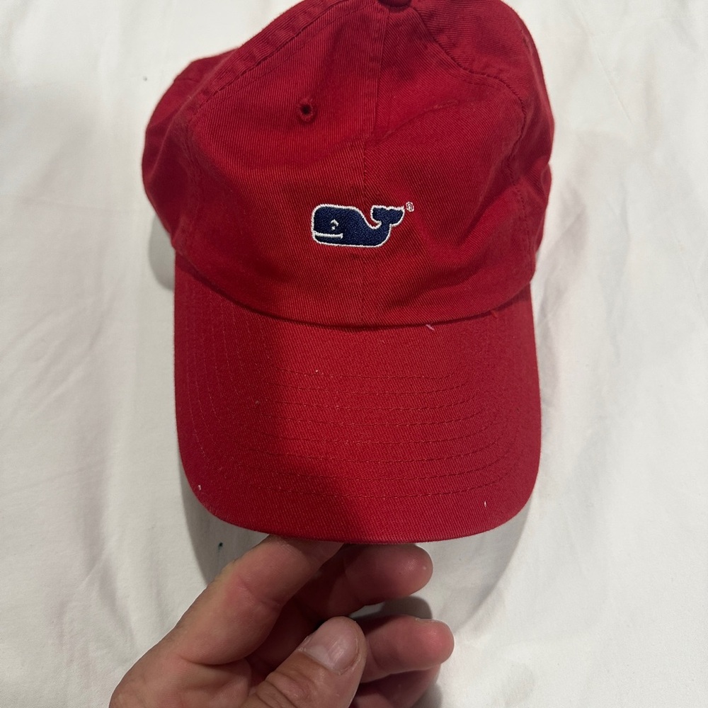 Vineyard Vines Red Cap with Whale Embroidery